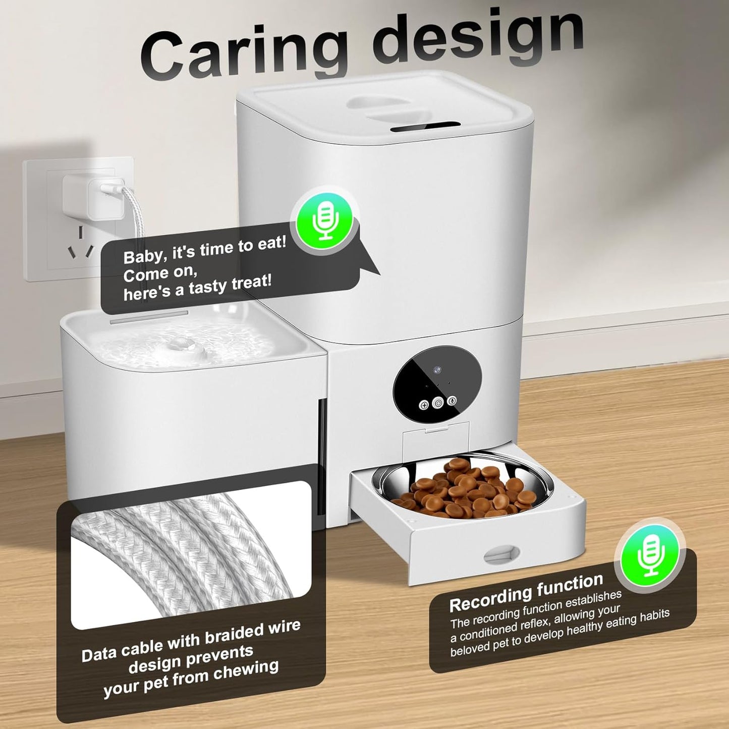 2-in-1 Upgrade Automatic Cat Feeder Water Dog Feeder Automatically Supports WiFi Connection Supports 2.4GHz and 5GHz Pet Feeder Can Be Mobile Timed Dosing Pet Food Dispenser with a Pet Water Dispenser