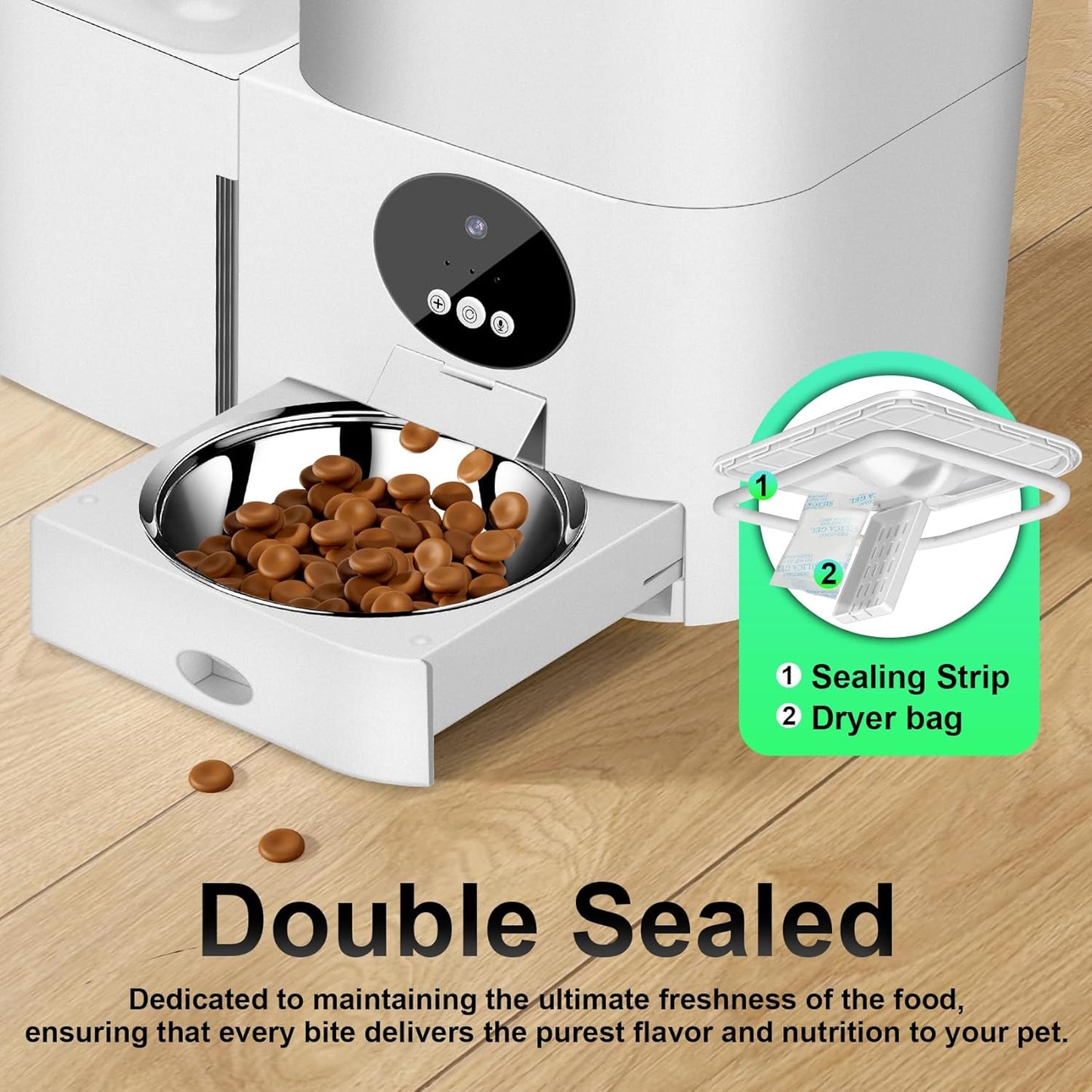 2-in-1 Upgrade Automatic Cat Feeder Water Dog Feeder Automatically Supports WiFi Connection Supports 2.4GHz and 5GHz Pet Feeder Can Be Mobile Timed Dosing Pet Food Dispenser with a Pet Water Dispenser